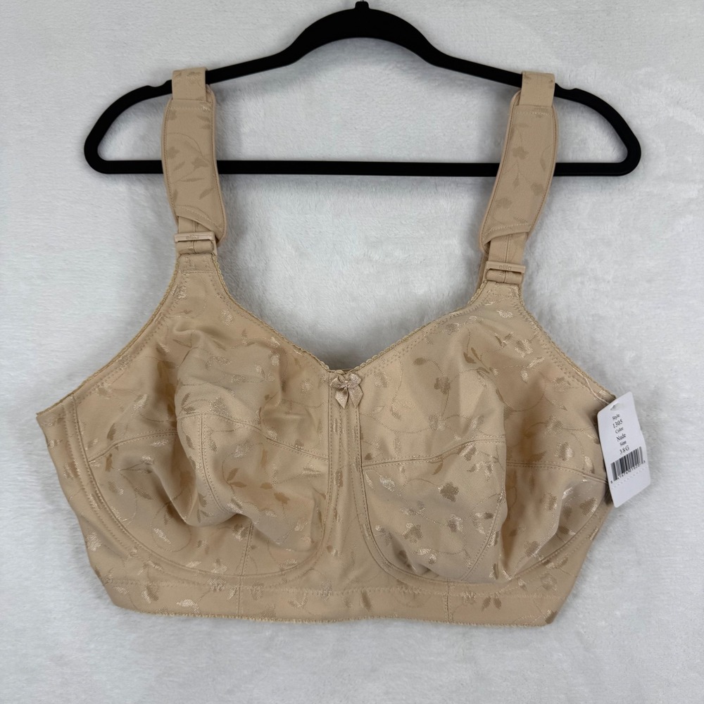 Elila 1305 Nude Jacquard Floral Full Coverage Wireless Bra Mens 38G New